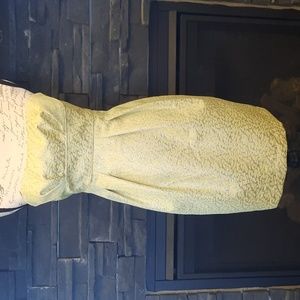BCBG Max Azria yellow and silver strapless short cocktail dress size 2